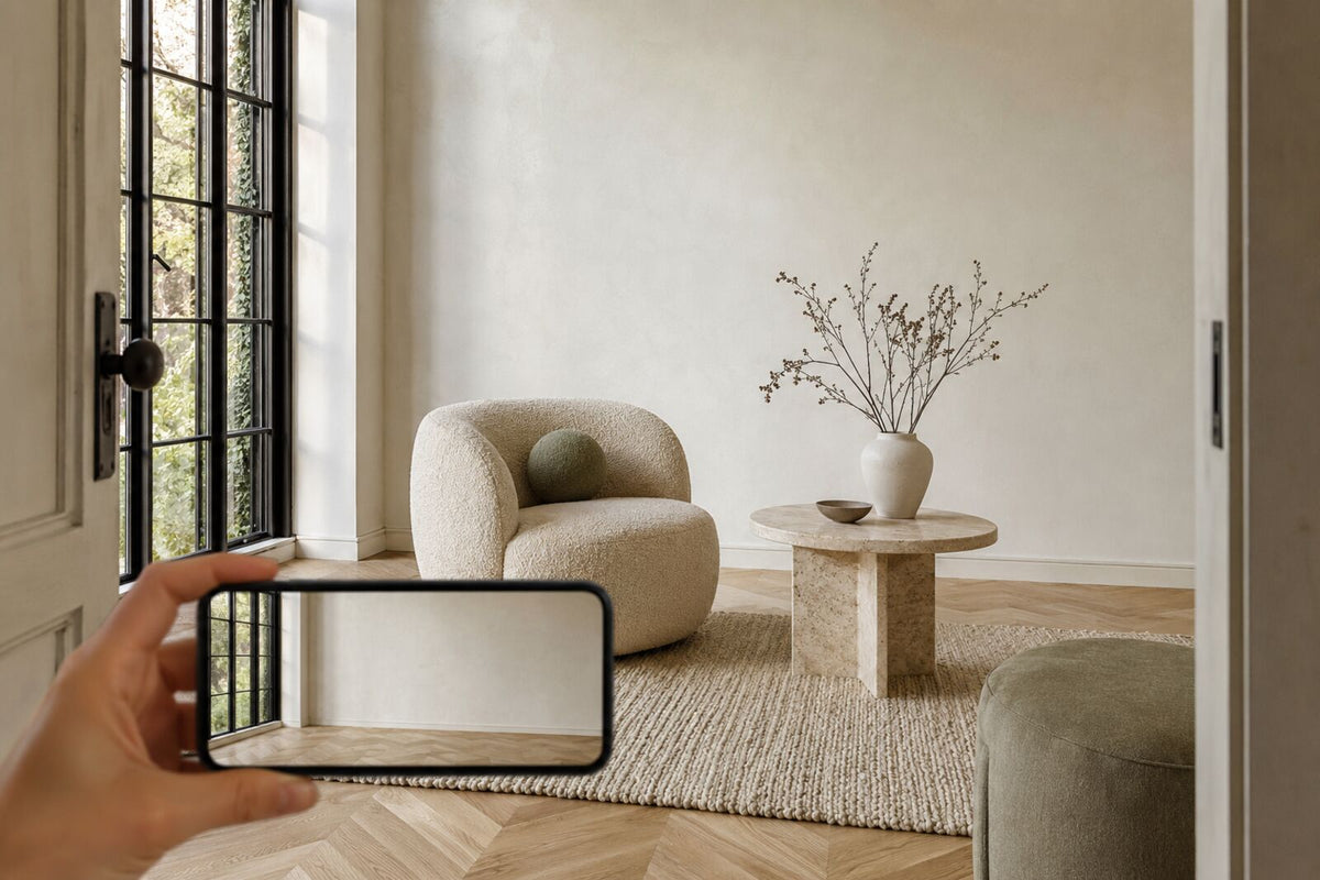Service relooking déco Homysa : exemple de pièce redécorée à partir d'une photo client