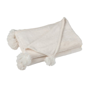 Plaid Pompon crème J-Line - vue d'ensemble