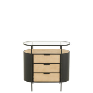 Armoire J-Line Avy en métal noir avec finition naturelle