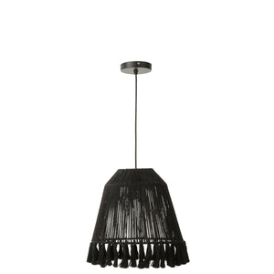 Lampe suspendue J-Line Celia en jute noir - vue de face