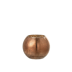 Lanterne J-Line Sphère Craquelé Perle - verre - marron - petite