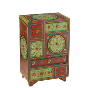 Armoire J-line 7 tiroirs en bois de mangue avec finition multicolore