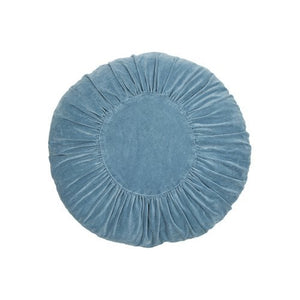 Coussin Rond Velours Volants Bleu Délavé 60cm