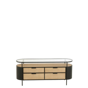 Armoire J-Line Ivy en métal noir avec finition naturelle