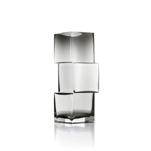 Vase Rummikub gris foncé avec silhouette cubique en verre recyclé