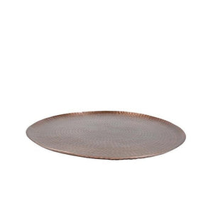 Plateau de service rond en cuivre patiné cuivre