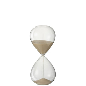 Sablier déco J-Line Sourceau en verre beige, élégant et moderne pour intérieur