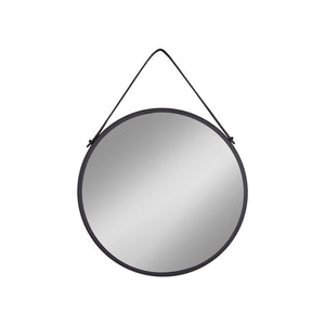 Miroir Trapani noir avec cadre en acier et cuir artificiel
