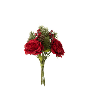 Bouquet J-Line Liline Flower en rouge et vert, élégant et naturel