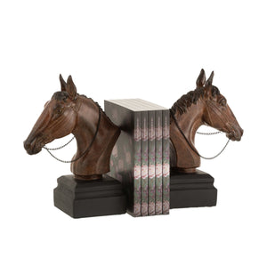 Serre-livres Cheval J-Line en polyrésine marron - vue de face