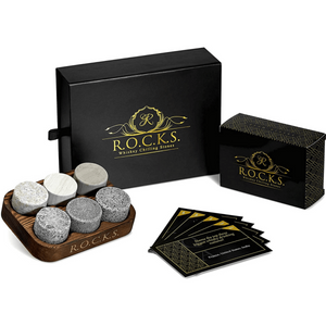 Coffret quiz whisky avec pierres à whisky et or massif