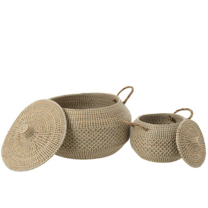 Poignées de panier J-Line en jonc de mer, couleur blanche, élégance naturelle