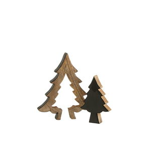 Arbre Puzzle J-Line en bois noir et naturel, vue de face