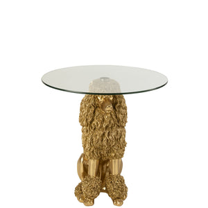 Table d'appoint J-Line Poodle Round en polyrésine dorée vue de face