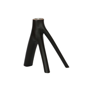 Bougeoir noir en bois