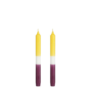 Bougie de dîner Dip-dye Jaune - vue de face avec lumière