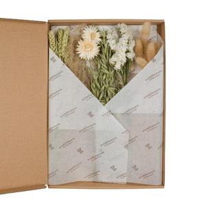 Lot de 5 fleurs séchées naturel beige et blanc