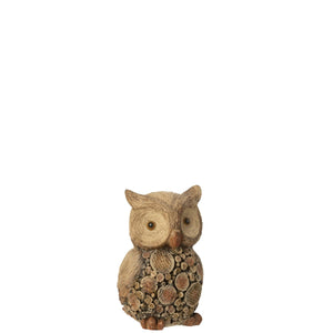 Figurine J-Line Hibou - bois - polyrésine - naturel - S