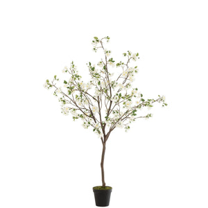 J-Line Blossom Arbre Plastique Blanc/Marron Grand