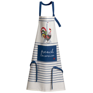 Tablier de cuisine recyclé French Cocorico Ecru/bleu 85 x 72