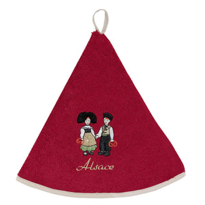 Essuie-mains rond Brode Couple Enfants Rouge Diamètre 60 cm