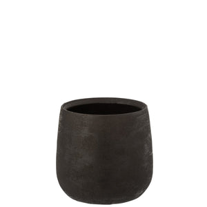 Pot de fleurs noir en céramique J-Line, design inégal et moderne, Ø23 cm