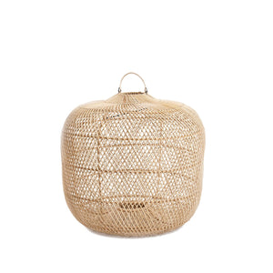 Pendentif Batu Bolong en rotin naturel, vue de face