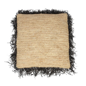La Housse de Coussin Raphia Carrée - Noir Naturel - 60x60