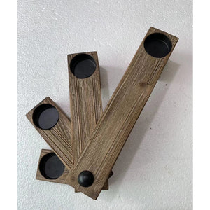 Bougeoir en bois naturel noir, design élégant et moderne