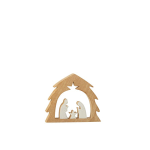 Arbre de Crèche J-Line en bois blanc - décoration de Noël élégante