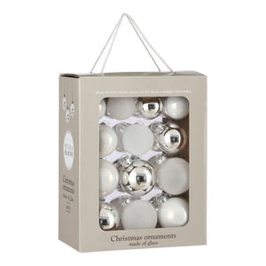 Set de boules de Noël Boules en verre Blanc