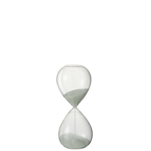 Sablier déco J-Line en verre blanc, design moderne et élégant