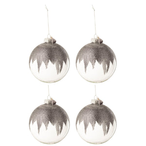 Boules de Noël en verre gris et transparent de J-Line, ensemble de quatre