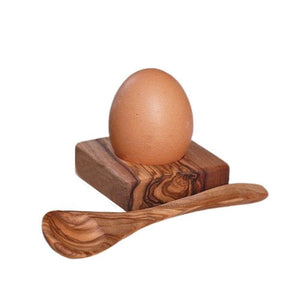 Porte-oeuf Troué en bois d'olivier - vue de face