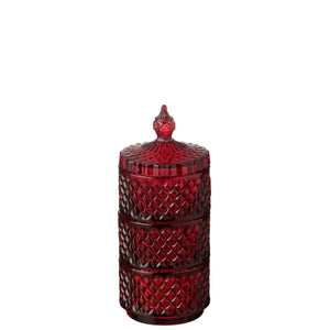 Pot de conservation J-Line en verre rouge, élégant et fonctionnel