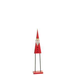 Père Noël sur pied en bois rouge, figurine décorative de Noël
