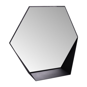 Miroir mural Gorillz Hive avec étagère - Miroir hexagonal - 60 x 52 cm - Noir industriel