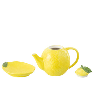 Théière J-Line multicolore avec plateau en chaux dolomite jaune