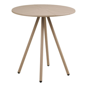 Table Bistro Barletta taupe avec plateau en polypropylène et pieds en acier