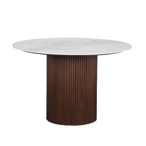 Table Ronde Urban Chique Céramique Marbre / Placage Noyer