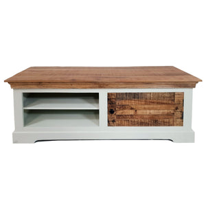 Meuble tv lowboard TV L 114 H 45 cm Meuble tv bois massif Ibiza manguier massif blanc