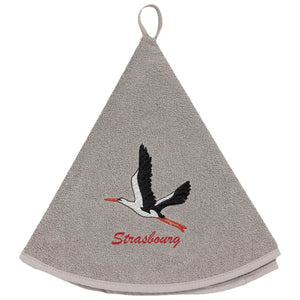 Essuie-mains rond Cigogne Envol Strasbourg Gris diamétre 60 cm