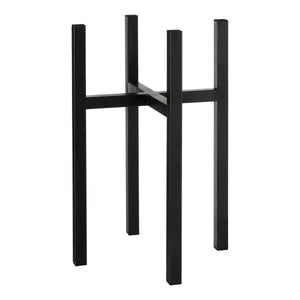 Support pour plantes Ascot Noir - vue avant avec plante