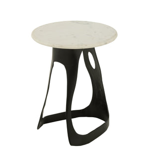 Table d'appoint J-Line en aluminium et pierre, vue de face