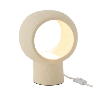 Lampe de table J-Line Cercle Globe en céramique beige vue de face