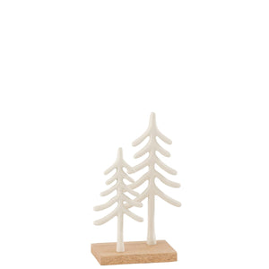 Serre-livres J-Line Arbres Goa en aluminium et bois blanc, élégant et moderne