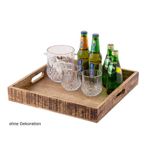 Plateau de service plateau en bois 40x40cm de plateau en bois de service de bac de plateau carré de mangue en mangue