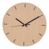 Horloge Murale Asti en bois et acier, vue de face avec cadran noir