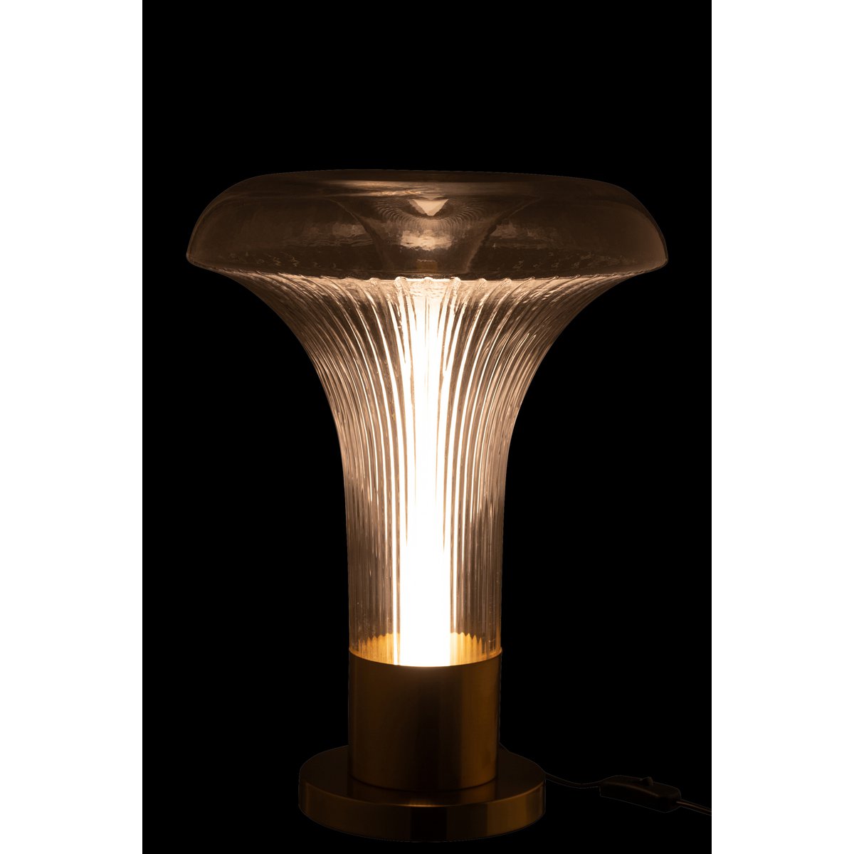 Détail du socle en métal doré de la lampe J-Line