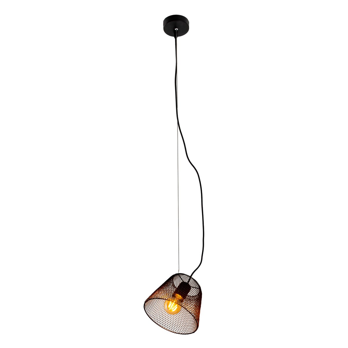 Pendant lampe "Korie", pendentif en métal en noir, avec socket E27, Ø20cm, pour le salon et le bureau.